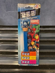 Pez Singles - Super Heroes - Capitán América B, tallo azul, como nuevo en tarjeta - Imagen 1 de 4