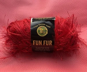 Lion Brand Fun Fur Yarn RED 64yds Eyelash trim Polyester 1.75 oz 141804 - Picture 1 of 3