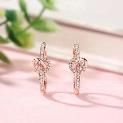 1.40Ct Round Cut Simulated Diamond Clip On Hoop Earrings In 14k Rose Gold Plated - Image 1 of 4