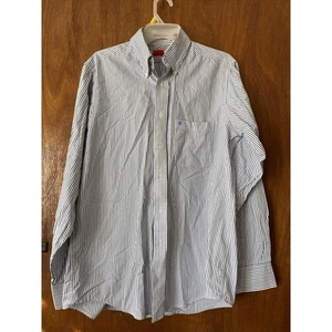 Izod blau 80er Jahre 2-lagig Pinpoint Fronttasche Button Down Kleid Hemd 15,5 34/35 M - Bild 1 von 11