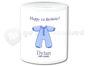 Personalisierte Keramik Spardose - 1. Geburtstag Junge Design - Bild 1 von 1