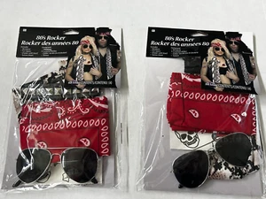 80's Rocker Unisex Halloween Costume Kit Accessories New Lot of 2 Party Kit 1980 - Picture 1 of 5
