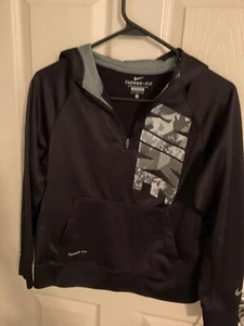 Boy's Nike Therma Fit Hoodie Black Size  L  Camouflage Letters 1/4 Zip - Picture 1 of 4