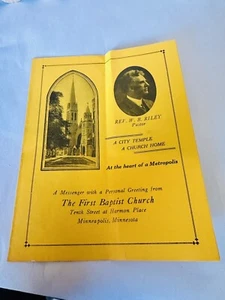 The First Baptist Church Program 1916 Minneapolis, Minnesota Rev. W. B. Riley - Bild 1 von 4