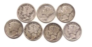 1928,1929,1930,1934,1936,1937,1938 Silber Merkur Groschen---Ehrliche Gebrauchsspuren!! - Bild 1 von 2