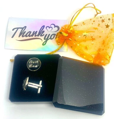 Best Man Cufflinks  Titanium Plated Wedding  Family UK SELLER-IN A CUFFLINK BOX - Image 1 of 2