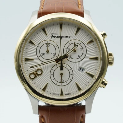 Reloj Ferragamo Cuarzo Cronógrafo Hombre 39Mm Hermoso Estado Acero/Dorado Papeles Foto 1 de 4