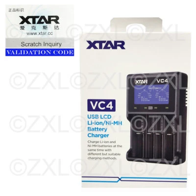 Xtar VC4 USB Battery Charger LCD Display Li-ion Ni-MH 14500 18650 32650 AA AAA - Image 1 of 4
