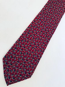 Givenchy Monsieur Paisley Red Blue Silk Necktie Vintage - Picture 1 of 4