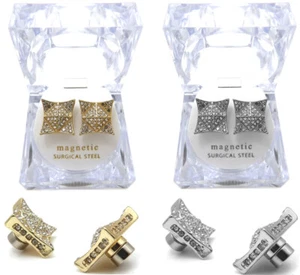 Pendientes cuadrados helados magnéticos de moda hip hop caja de lucita incluido XE1237 - Imagen 1 de 11