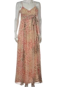 Abito BCBGMaxazria taglia 0 beige floreale tubino seta senza maniche lunghezza intera - Foto 1 di 5