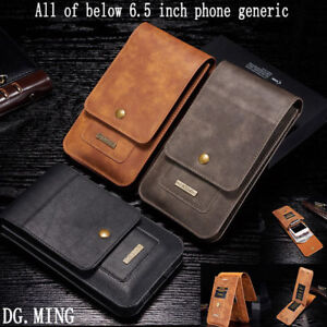 Leather Case Card Large Capacity Pouch Bag Belt Clip Ring Holster For Cellphone