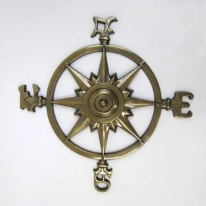 Aluminum Rose Compass 23" Brass Finish Wind Rose Nautical wall decor Nautical - Picture 1 of 1