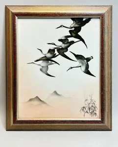 Art Deco Rosenthal Porcelain Wall Plaque Japanese Scene Cranes Flock Bird Flying - Picture 1 of 7