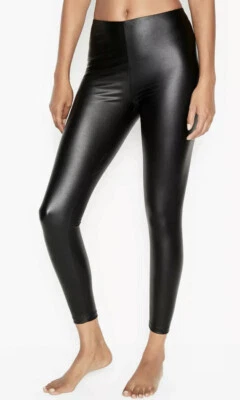 Legging de couro sintético Victoria's Secret cintura alta perna magra preta tamanho 10 nova com etiquetas - Imagem 1 de 4