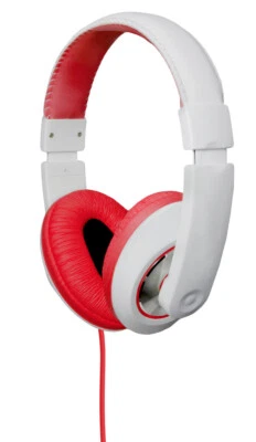 CONNECTLAND Over The Ear Stereo Kids Mobile Wired Headphone with in-Line Microphone Red