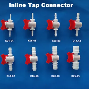 Inline Tap Plastic Connector Barbed Hose/Tube Shut Off Valve Close Water Garden - Picture 1 of 7