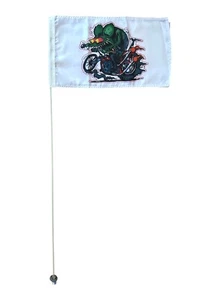 JLP 3.5 Ft Tall 1/4 In Pole 12x19 Wildcat Teryx ATV Whip Flag Glamis Rat Fink - Foto 1 di 6