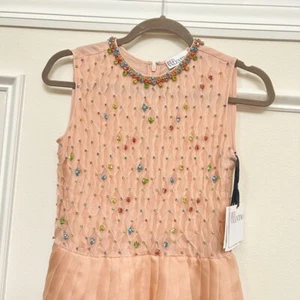 Vestido midi rosa para mujer $2140 rojo Valentino seda adornado con cristal talla 36 - Imagen 1 de 12