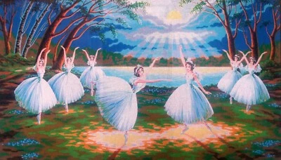 Needlepoint tapestry painted canvas A1030 - Ballerinas. (32"x52") GobelinL - Image 1 of 2