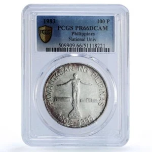 Philippines 100 piso University 75th Anniversary PR66 PCGS silver coin 1983 - Picture 1 of 2