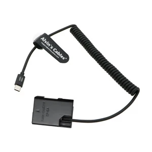 Adaptador de alimentación con cable en espiral USB-C de batería ficticia a PD EN-EL14 para Nikon D3100 - Imagen 1 de 4