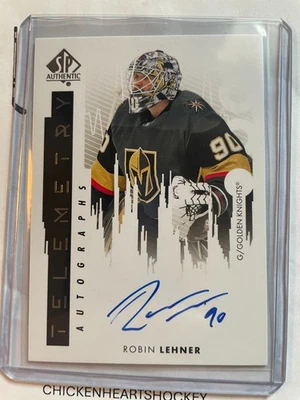 Robin Lehner Telemetry Autographs T-RL 2022-23 SP Authentic Hockey Upper Deck  - Image 1 of 3