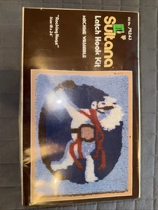 Vintage NOS Rocking Horse Latch Hook Rug Wall Hanging Kit 79243 Sultana 18x24 - Picture 1 of 4