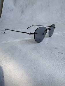 Montblanc randlose ovale Sonnenbrille schwarz blaue Gläser Unisex Luxus Designer Brille - Bild 1 von 12