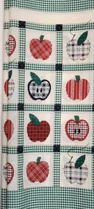 2+ Yard Faux Patchwork Apples Gingham Fabric Americana Checkered Plaid Country - Picture 1 of 20