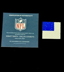 Emmitt Smith Game Worn Jersey Patch 2x2 Inch NFL Certified Dallas Cowboys - Picture 1 of 2