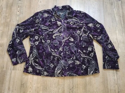 Расслабленный Charter Club фиолетовый цветочный пейсли бархата полный молнии куртка женщин 3 X - Изображение 1 из 4