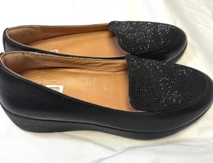 Fitflop Suede Slip-On Wedge Shoes with Studded Detailing Size 9 Black - Picture 1 of 7