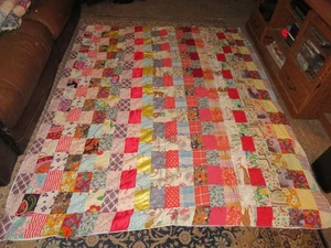 Vintage 85.5" x 72" California King Crazy Patchwork Quilt-Multi-Patterrn - Picture 1 of 23