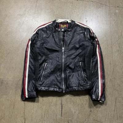 Chaqueta de Cuero Replay De Colección Motociclista Moto Mujer Mediana Negra Parches Rayas Foto 1 de 4