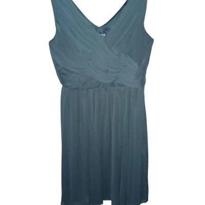 Vestido formal longo feminino H & M 10 azul chiffon gola V convidado de casamento elegante - Imagem 1 de 4