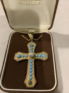 Vintage Rolled Gold Cross Necklace - Picture 1 of 4