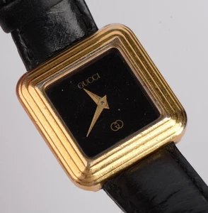 Vintage Gucci Women’s Square Black Dial Gold Tone Watch 22mm - Picture 1 of 7