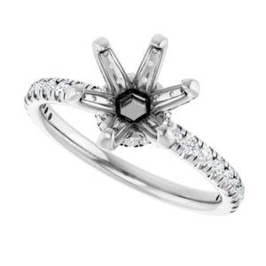 Round Cut 8mm Semi Mounting Platinum Natural Diamond Women Engagement Prong Ring - Picture 1 of 5
