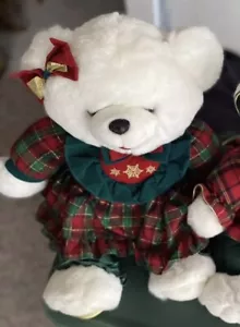 1996 Snowflake Santa White Teddy Bear Plush Christmas Stuffed Animal 21” - Picture 1 of 4