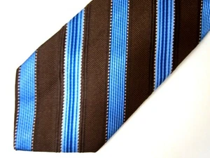 Joseph Abboud Boys Necktie Tie Brown Blue Striped Repp - Picture 1 of 3