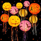 Halloween Decorations Paper Lanterns with LED Light, 10 Inch Pumpkin Witch Skele