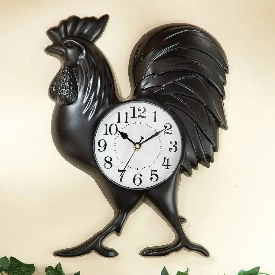 Cock-A-Doodle-Doo Metal Country Rooster Hanging Home Wall Clock - Image 1 of 1