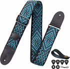 Guitar Strap with Pick Pocket, 2 Inch Thicker Woven Guitar Straps with Double Fu