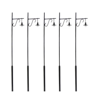 5pcs Model Railway O Scale 1:50 Black Post Lamps Street Light 16.5cm Warm White - Picture 1 of 6