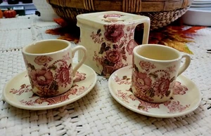 6-pc Set Charlotte Royal Crownford Ironstone Demitasse Saucer Square Tea England - Picture 1 of 12