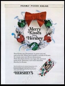 1975 Hershey's Kisses Christmas red green silver kiss photo vintage print ad