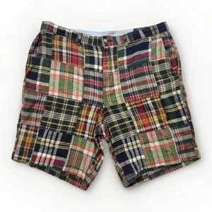 Vtg Polo Ralph Lauren Patchwork 9in Shorts Indian Madras Preppy Plaid USA Men 34 - Picture 1 of 8