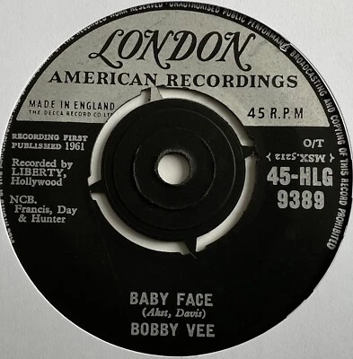 Bobby Vee - Baby Face - 7” Vinyl Single - Image 1 of 3