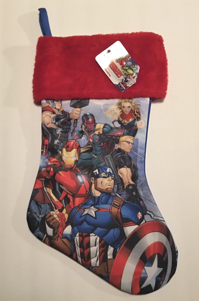 Superhero Marvel Avengers Christmas Stocking with Furry Cuff 16x7